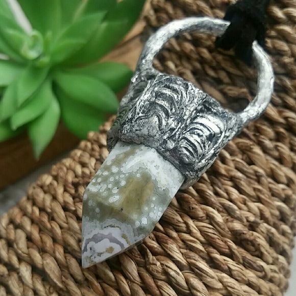 Ocean Jasper Crystal Gothic Necklace - Picture 2 of 8